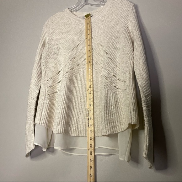 Lucky Brand holiday cream gold metallic crew neck knit sweater Size large - Picture 10 of 12
